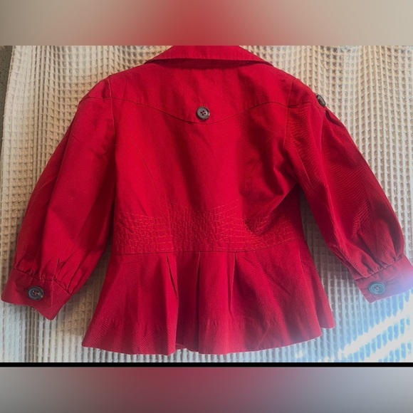 Anthropologie Floreat Red Peplum Jacket Blazer Floral Lined Size 6 - Picture 5 of 5